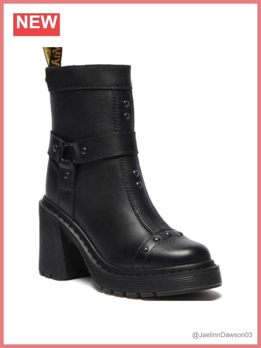 Dr. Martens Leather Chelsea Boots with Harness, Heeled Ankle Boots for Women